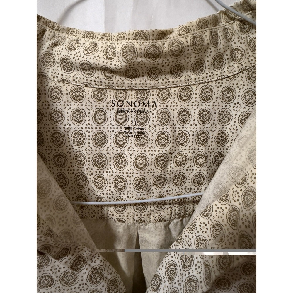 Sonoma Life short-sleeve shirt Size LT Beige Brown Circles Men's - Picture 3 of 6